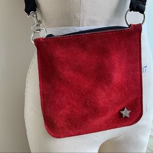 Red Suede Crossbody Bag Purse